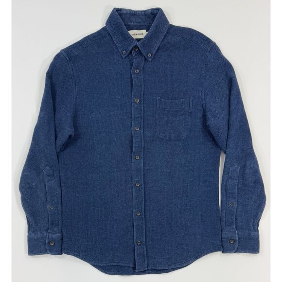 Taylor Stitch Mens Jack Shirt Sz Small 38 Dark Indigo Organic Cotton Waffle Knit - Picture 1 of 10